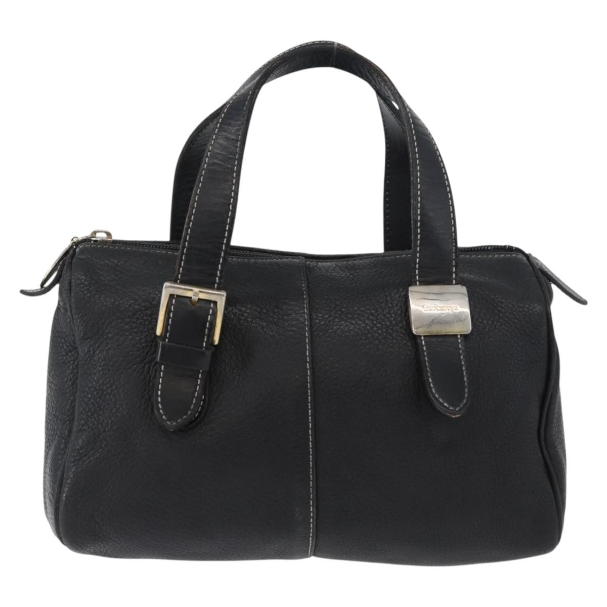 Burberry Vintage Handbag Leather Black Leather Handbag (Pre-Owned)
