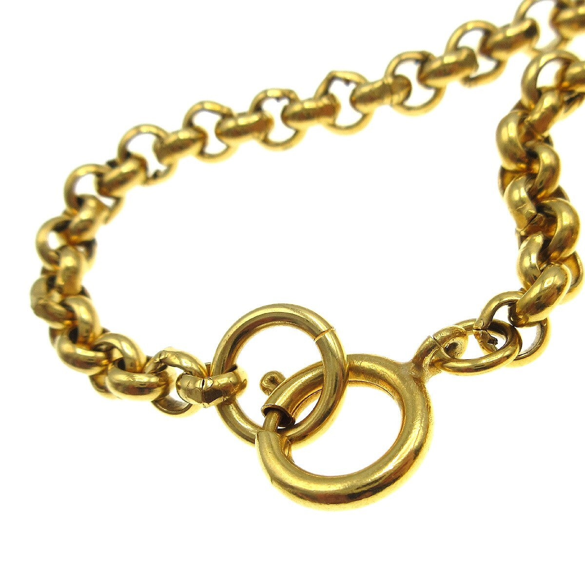 Chanel Cc Heart Pendant Necklace Metal Gold Gold_Plated Necklace Jewelry (Pre-Owned)