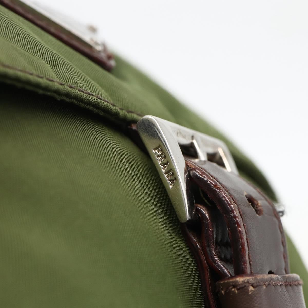 Prada Buckle Messenger Bag Tessuto Green Nylon Shoulder Bag Bag (Pre-Owned)