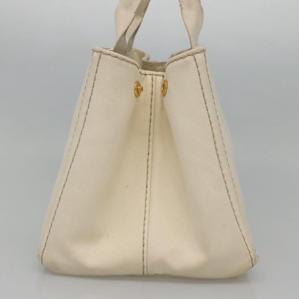 Prada Canapa Tote Canvas White Canvas Tote Bag Bag (Pre-Owned)
