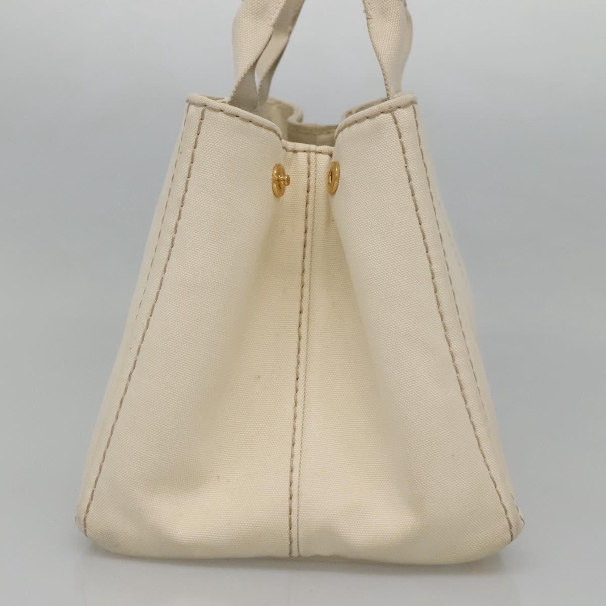 Prada Canapa Tote Canvas White Canvas Tote Bag Bag (Pre-Owned)