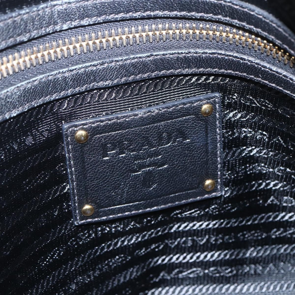 Prada Waves Hobo Leather And Tessuto Black Leather Handbag (Pre-Owned)