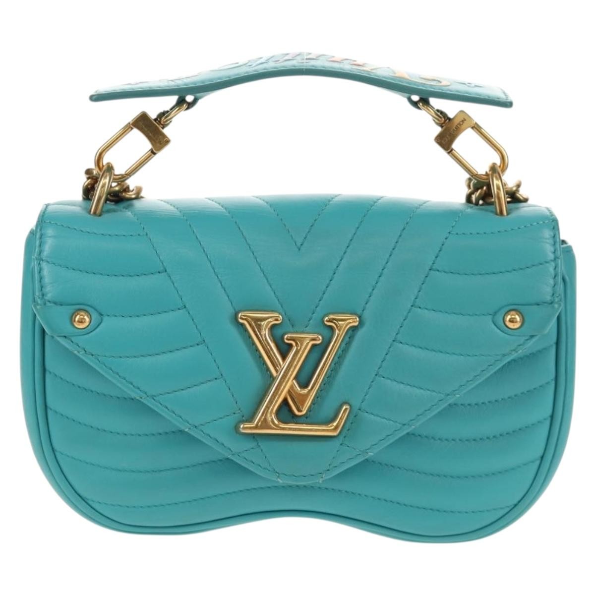 Louis Vuitton New Wave Chain Bag Quilted Leather Blue Leather Shoulder Bag Bag (Pre-Owned)