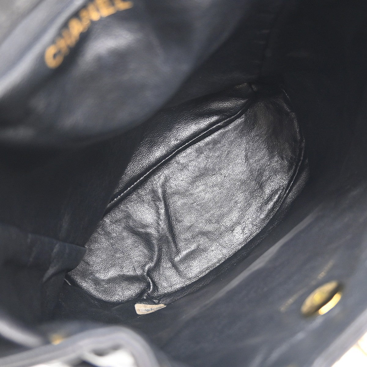 Chanel Duma Drawstring Backpack Quilted Leather Black Leather Backpack Bag (Pre-Owned)