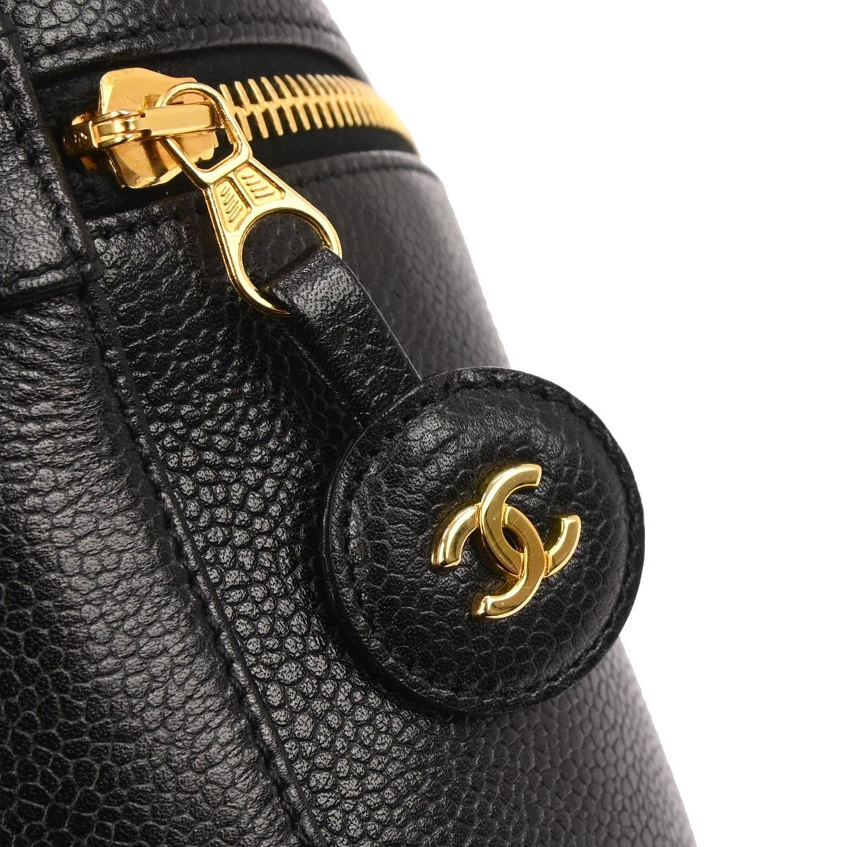 Chanel Vintage Timeless Cosmetic Case Caviar Black Leather Clutche & Pouche Bag (Pre-Owned)