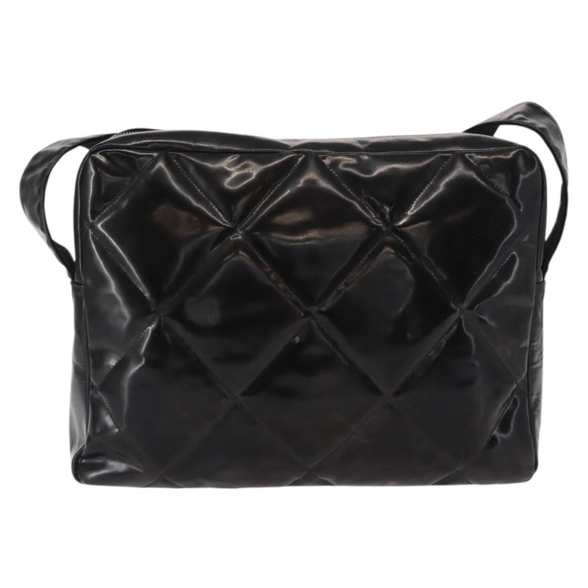 Chanel Vintage Shoulder Bag Enamel Black Patent_Leather Shoulder Bag Bag (Pre-Owned)
