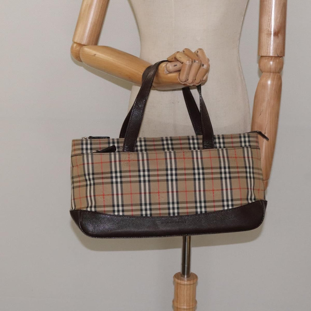 Burberry Nova Check Handbag Nova Check Canvas And Leather Beige Canvas Handbag (Pre-Owned)