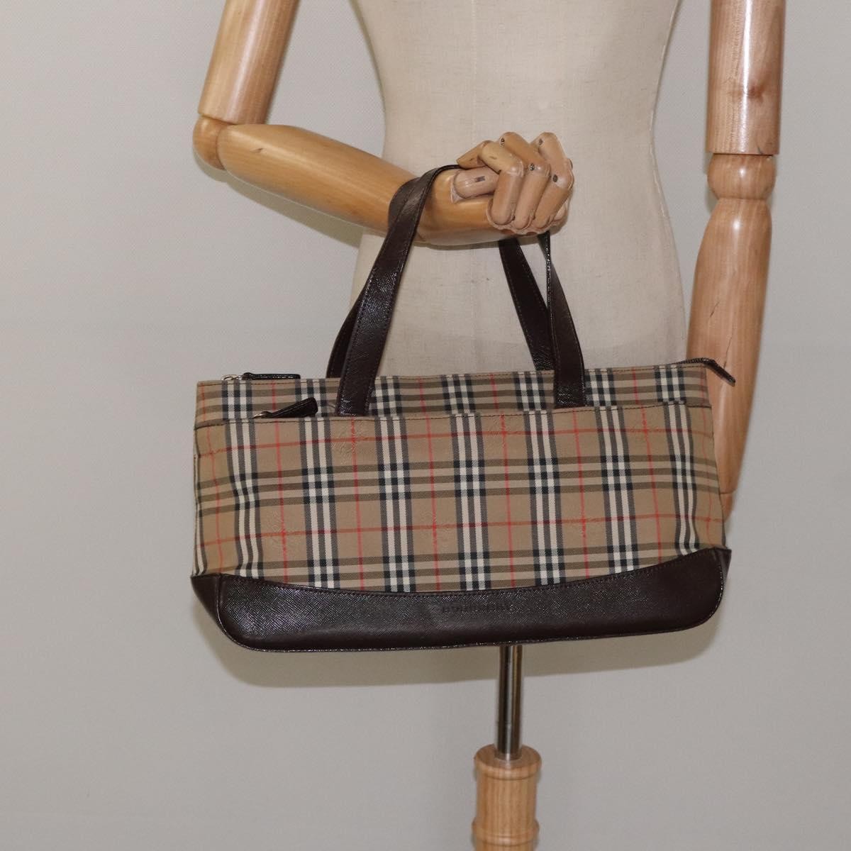 Burberry Nova Check Handbag Nova Check Canvas And Leather Beige Canvas Handbag (Pre-Owned)