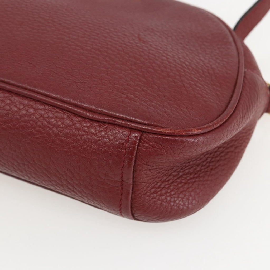 Prada Dual Strap Crossbody Bag Vitello Daino Burgundy Leather Shoulder Bag Bag (Pre-Owned)