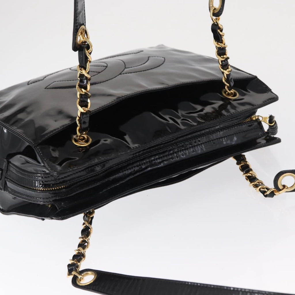 Chanel Vintage Timeless Chain Shoulder Bag Patent Black Patent_Leather Shoulder Bag Bag (Pre-Owned)