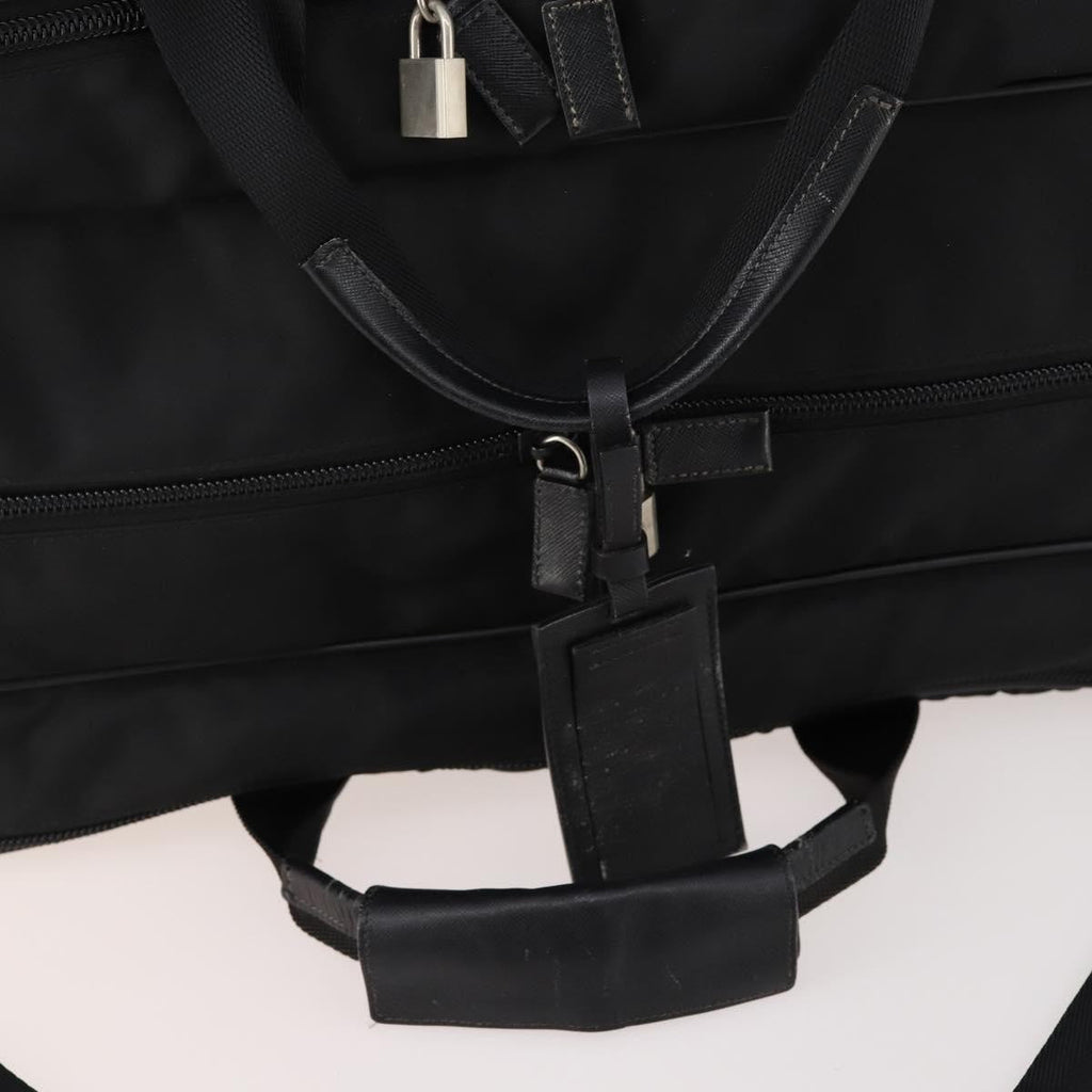Prada Vintage Boston Bag Nylon Black Nylon Travel Bag Bag (Pre-Owned)