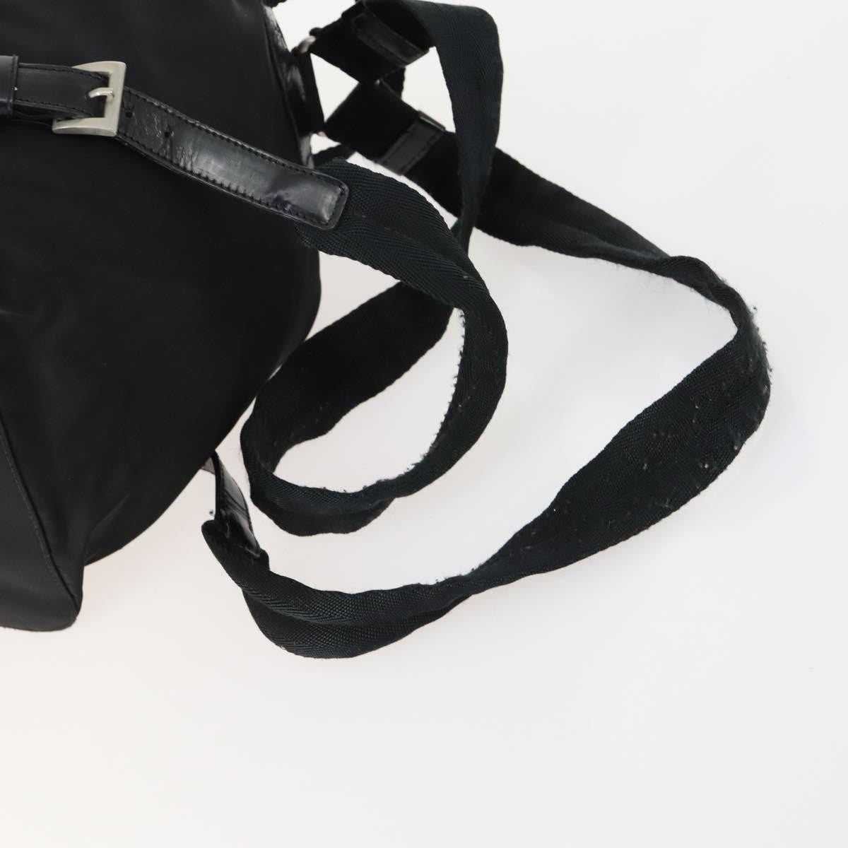 Prada Vela Double Front Pocket Backpack Tessuto With Saffiano Leather Black Nylon Backpack Bag (Pre-Owned)