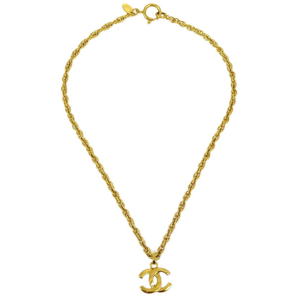 Chanel Cc Pendant Necklace Metal Gold Gold_Plated Necklace Jewelry (Pre-Owned)