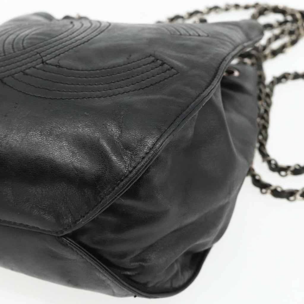 Chanel Vintage Cc Shoulder Bag Lambskin Black Leather Shoulder Bag Bag (Pre-Owned)