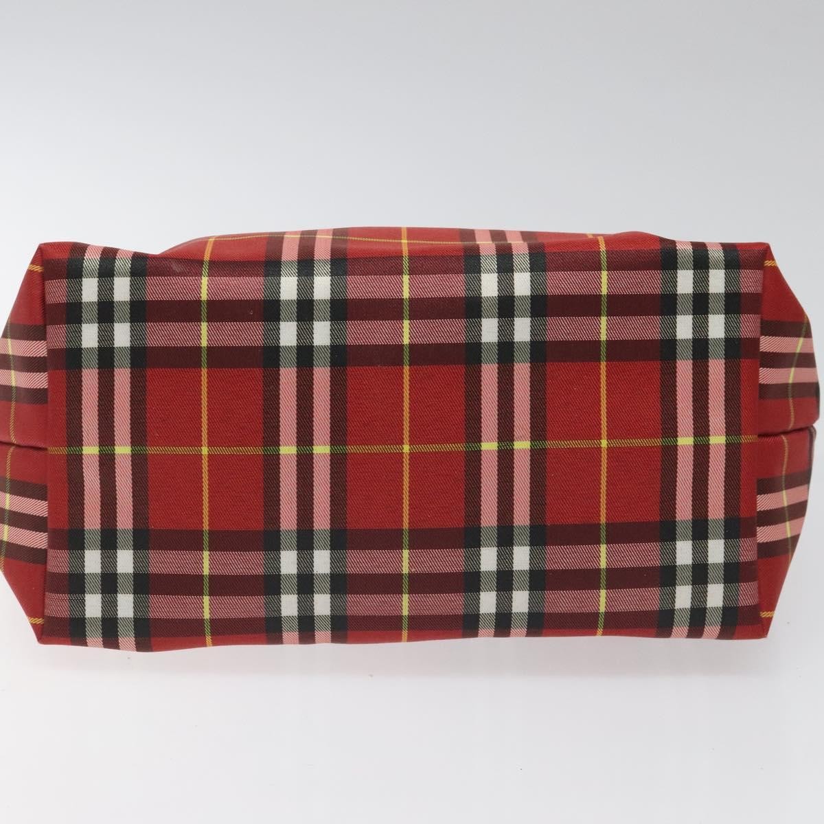 Burberry Nova Check Handbag Leather And Nylon Red Nylon Handbag (Pre-Owned)
