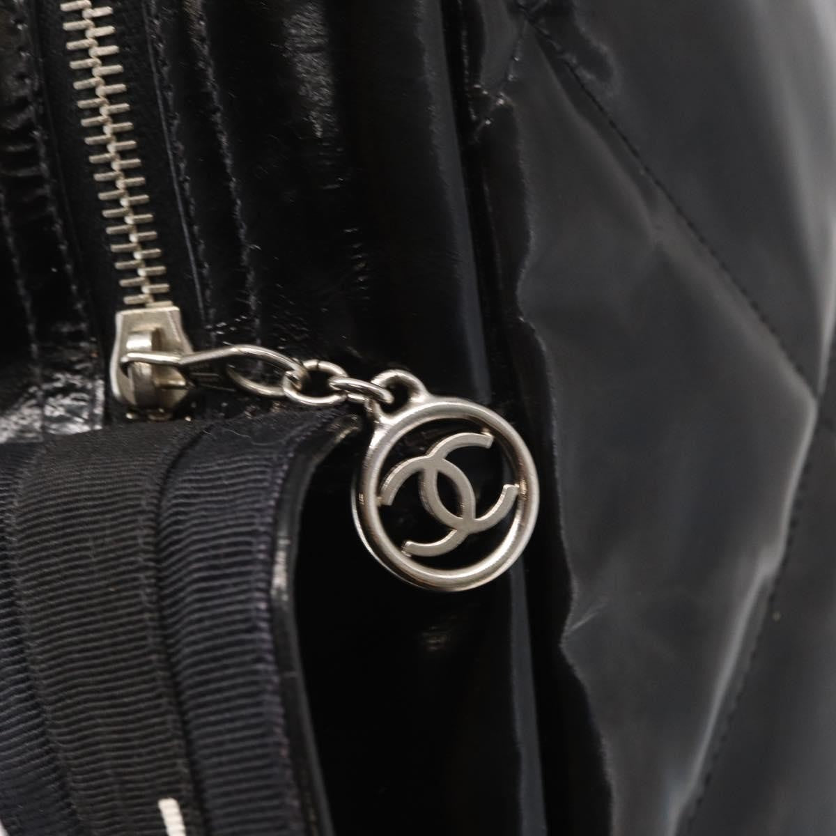 Chanel Vintage Shoulder Bag Enamel Black Patent_Leather Shoulder Bag Bag (Pre-Owned)