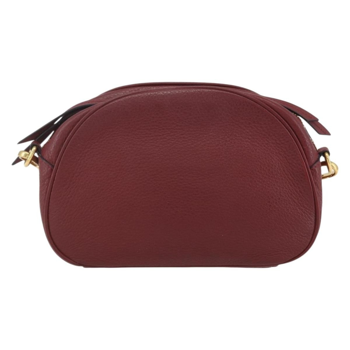 Prada Dual Strap Crossbody Bag Vitello Daino Burgundy Leather Shoulder Bag Bag (Pre-Owned)