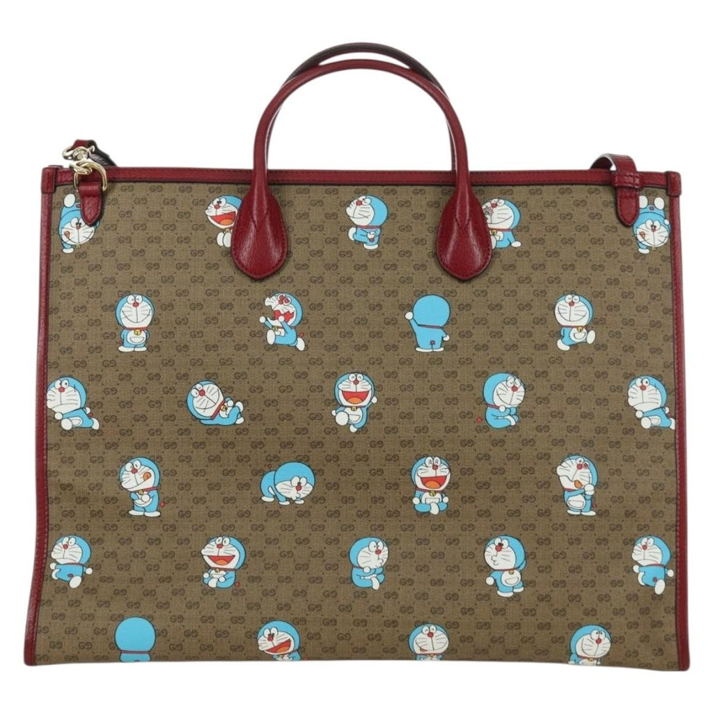Gucci Doraemon Tote Printed Mini Gg Coated Canvas Beige Canvas Tote Bag Bag (Pre-Owned)
