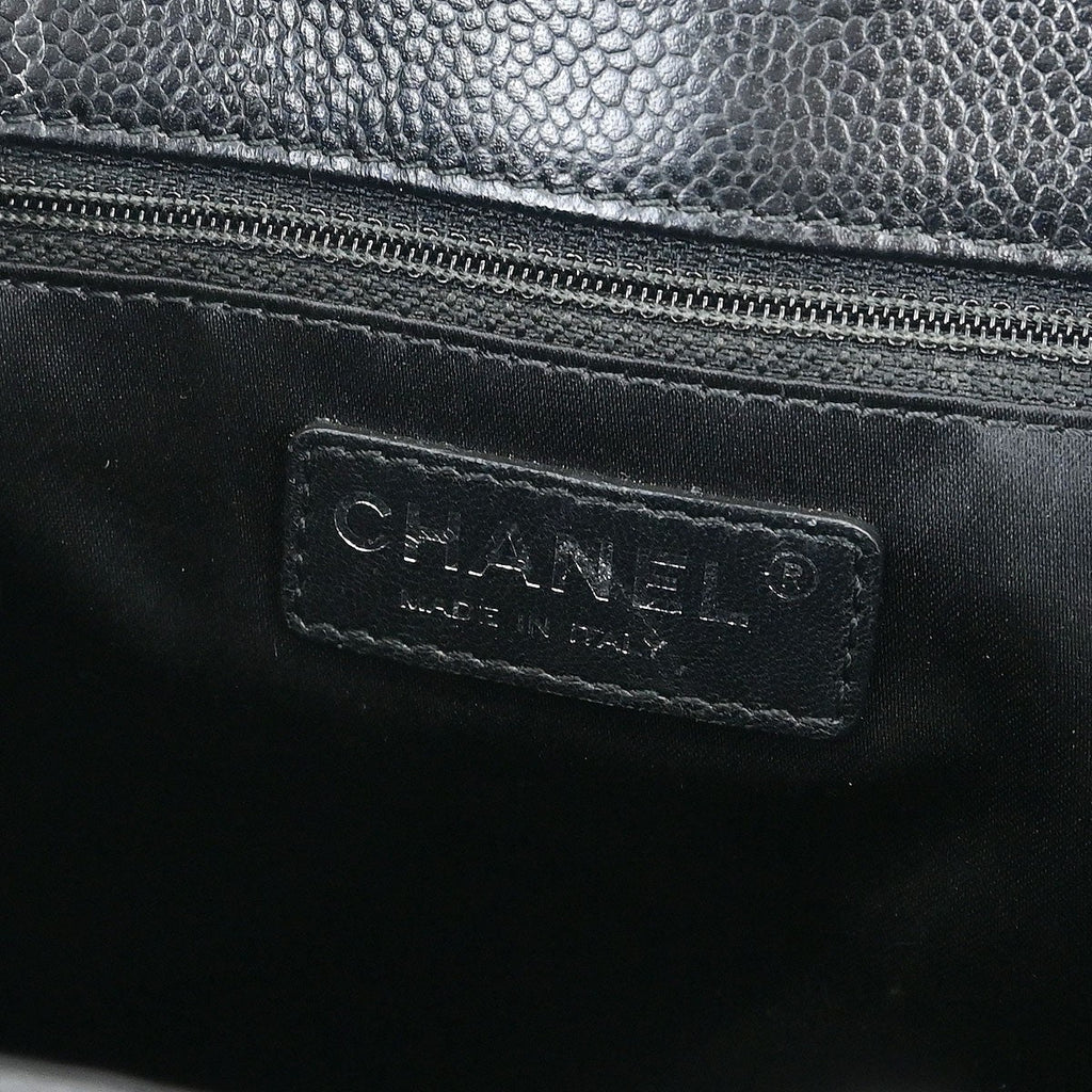 Chanel Petite Shopping Tote Quilted Caviar Black Leather Tote Bag Bag (Pre-Owned)