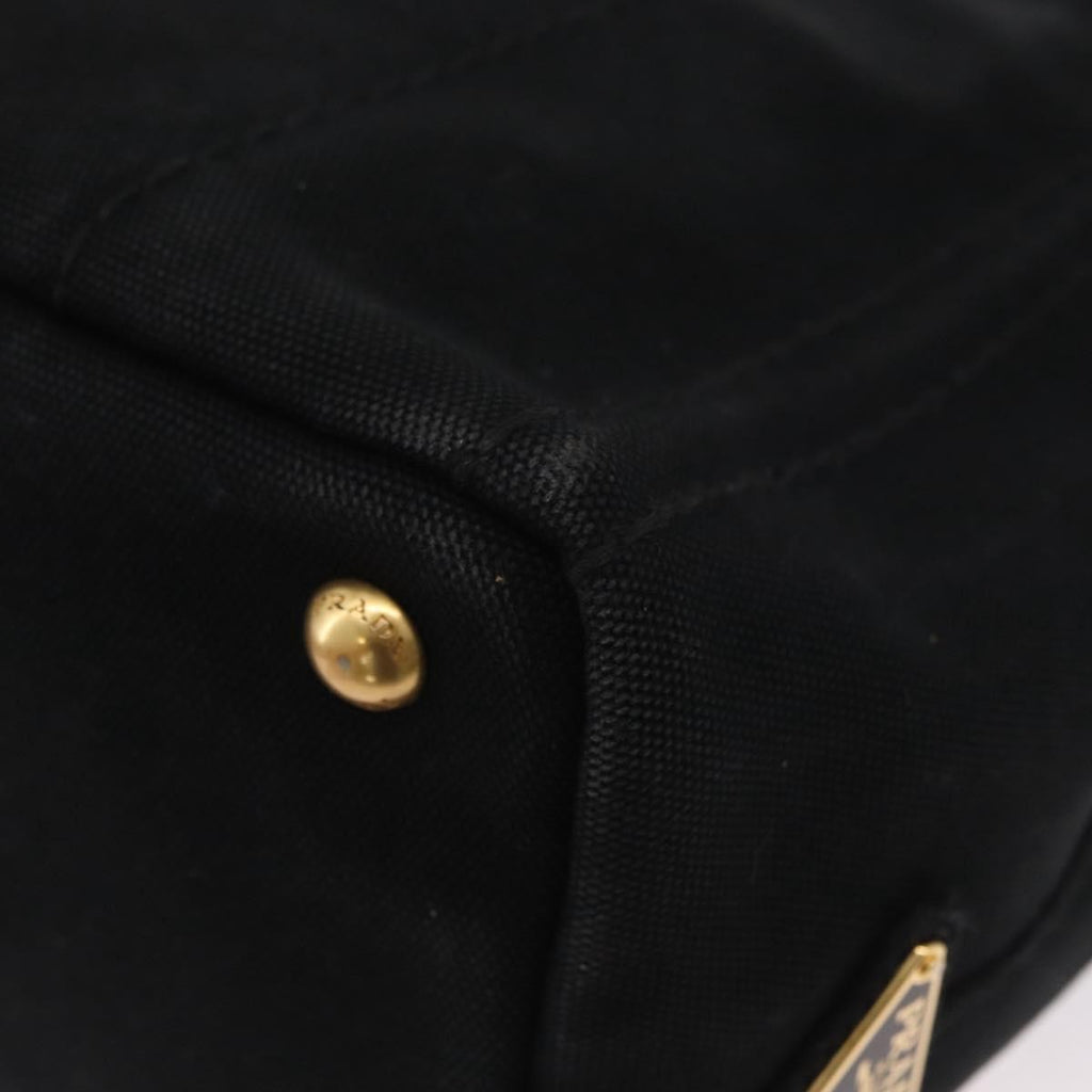 Prada Canapa Tote Canvas Black Canvas Tote Bag Bag (Pre-Owned)
