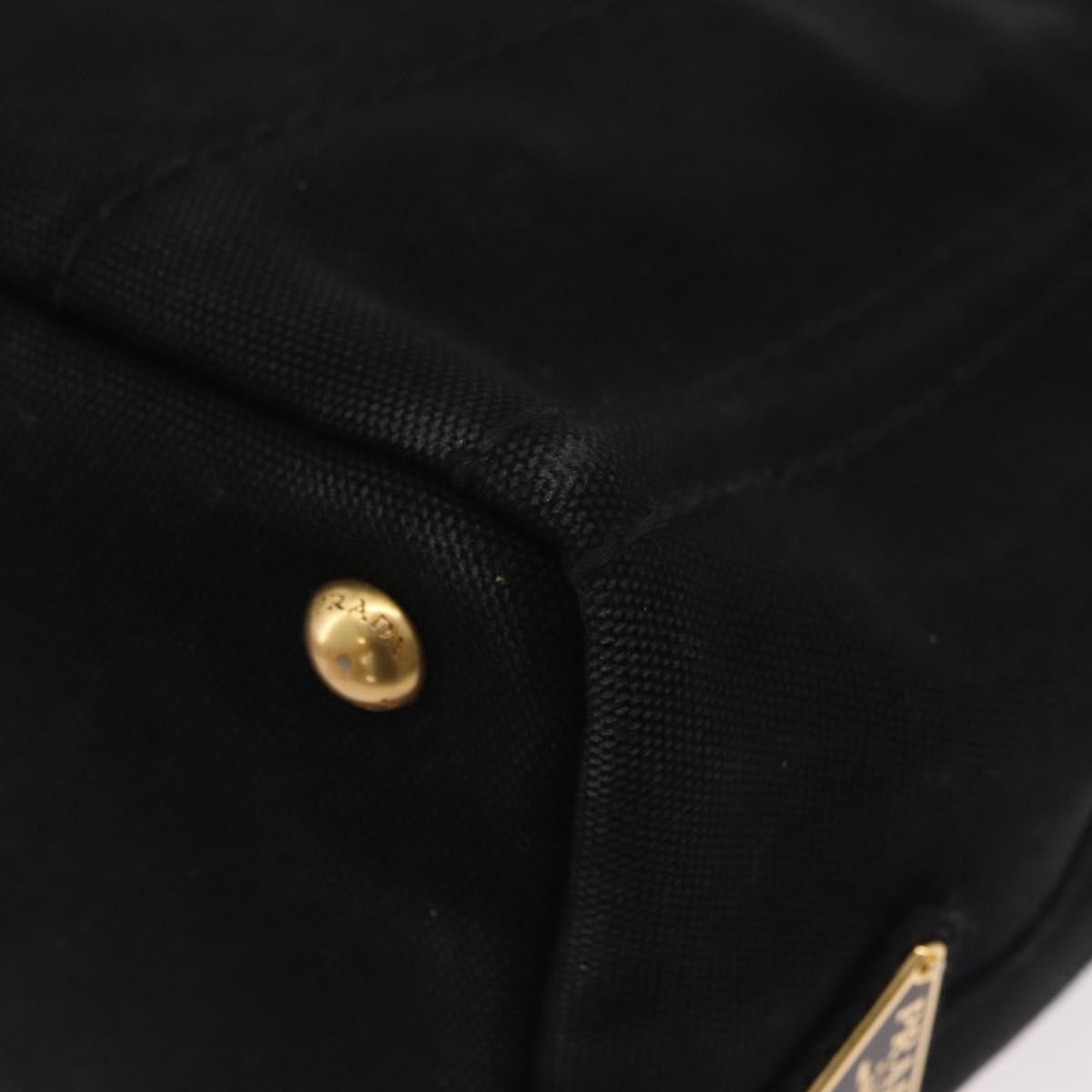 Prada Canapa Tote Canvas Black Canvas Tote Bag Bag (Pre-Owned)