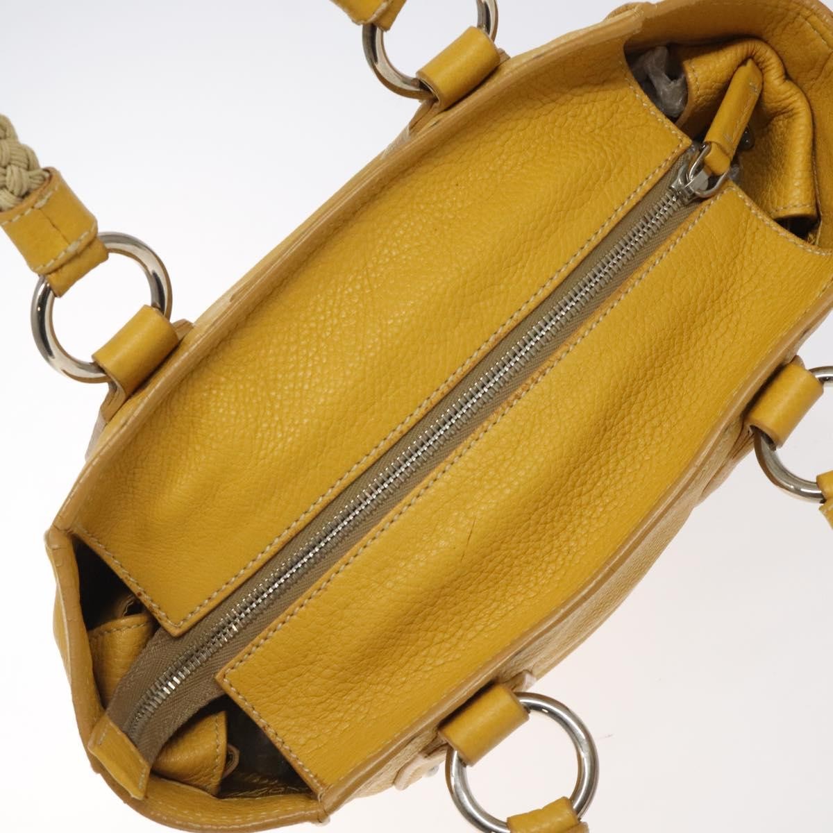 Prada Vintage Handbag Leather Yellow Leather Handbag (Pre-Owned)