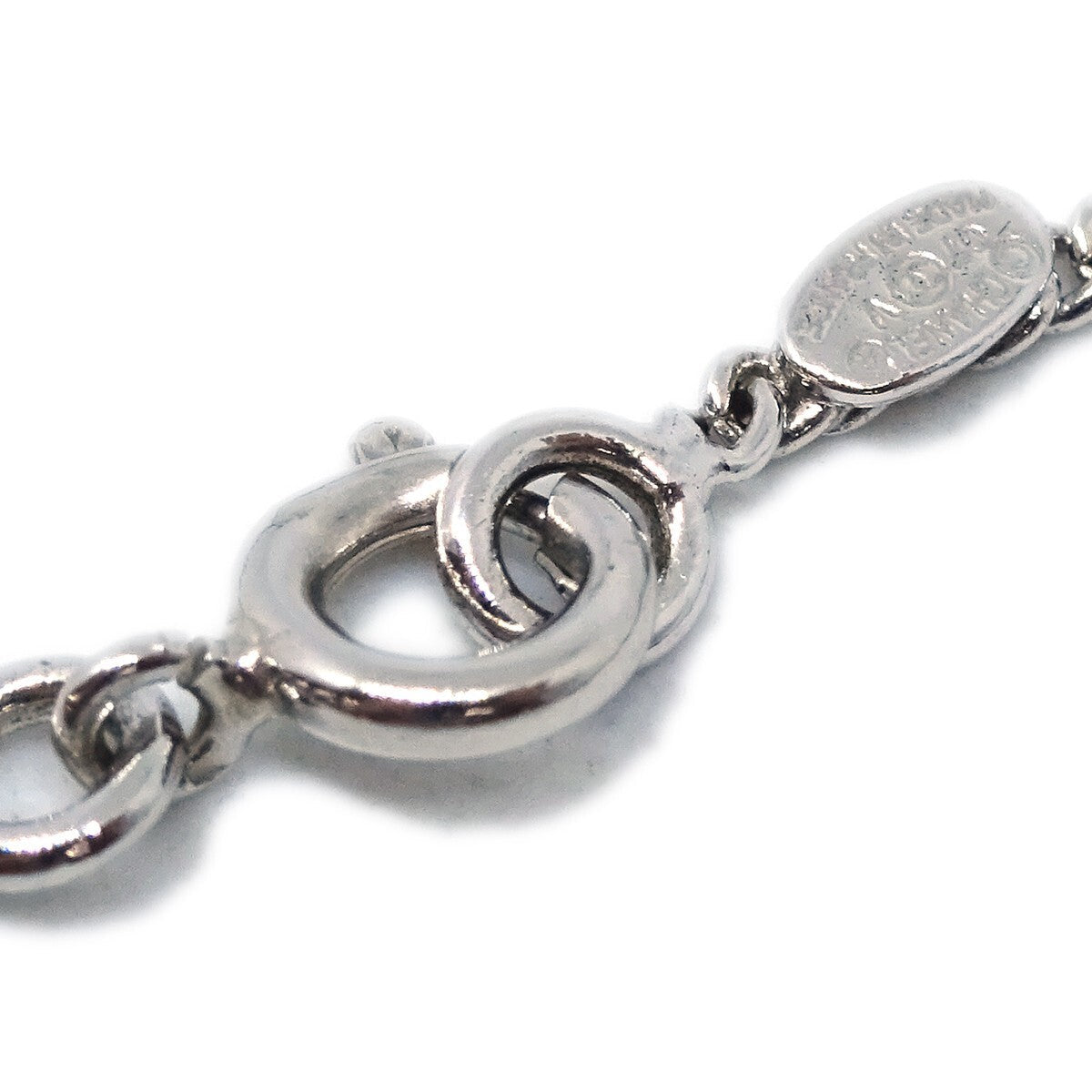 Chanel Cc Logo Pendant Necklace Metal Silver Silver_Plated Necklace Jewelry (Pre-Owned)