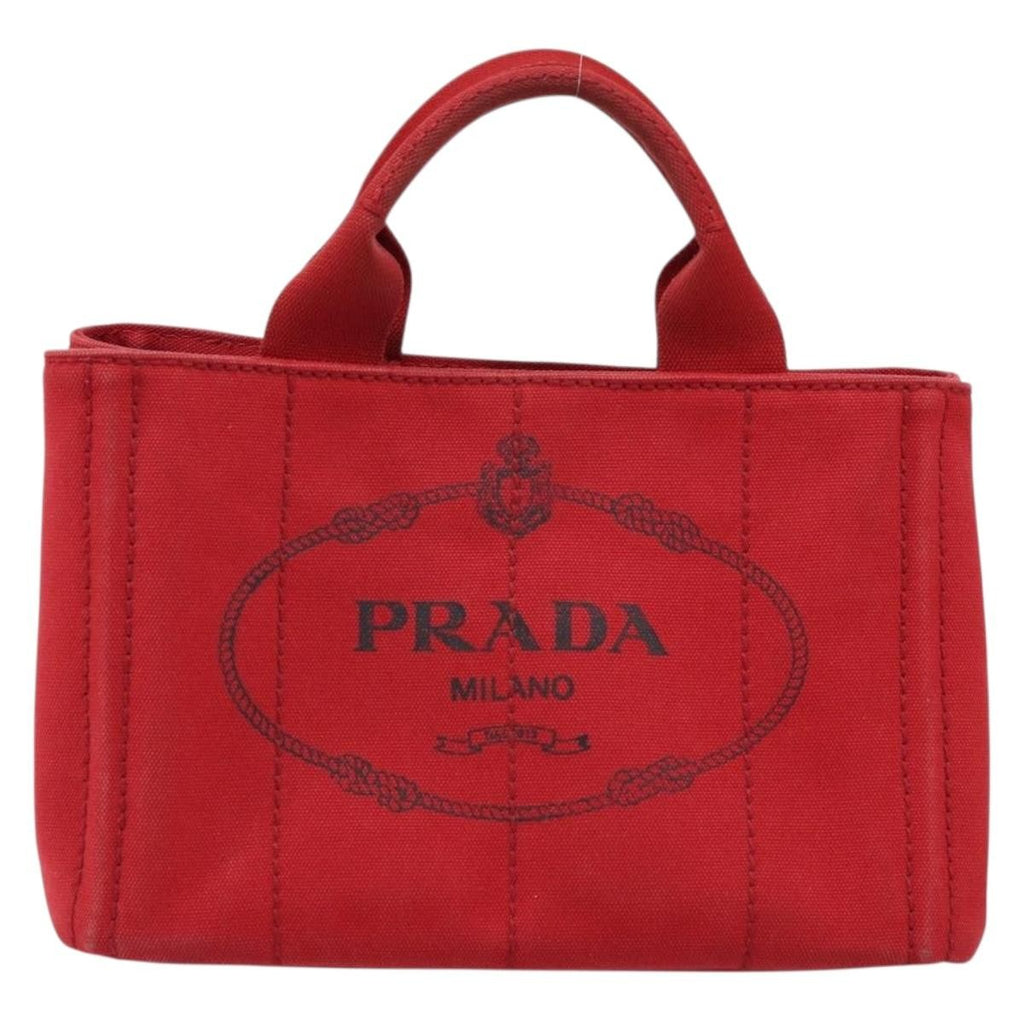 Prada Canapa Tote Canvas Red Canvas Tote Bag Bag (Pre-Owned)