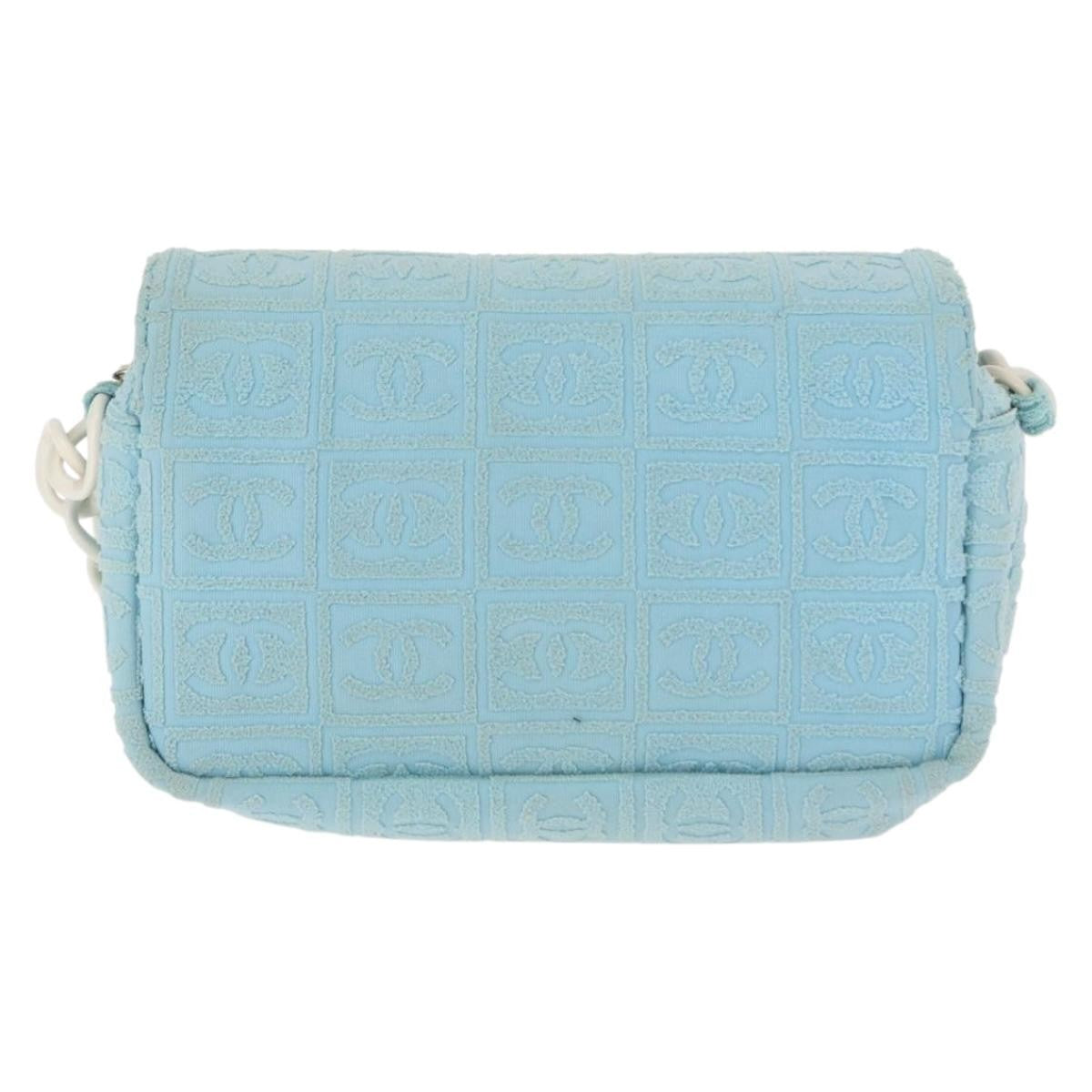 Chanel Sport Line Resin Camera Flap Bag Terry Cloth Blue Plastic Shoulder Bag Bag (Pre-Owned)
