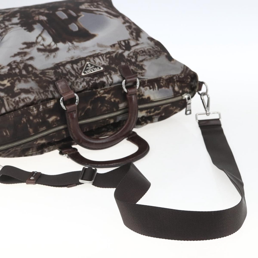 Prada Convertible Tote Printed Tessuto Brown Nylon Tote Bag Bag (Pre-Owned)