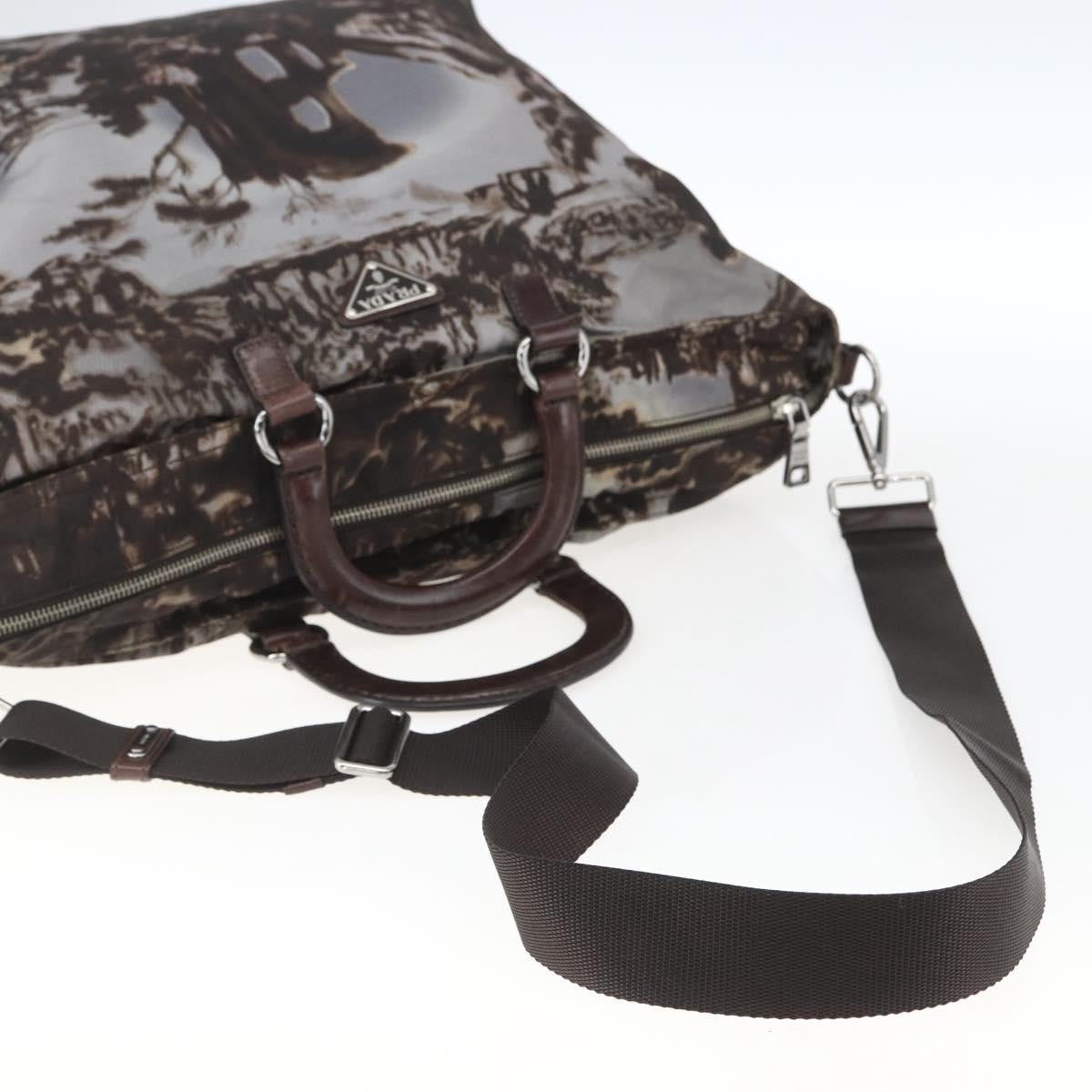 Prada Convertible Tote Printed Tessuto Brown Nylon Tote Bag Bag (Pre-Owned)