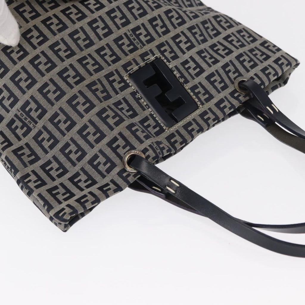 Fendi Shopping Tote Zucchino Canvas Navy Canvas Tote Bag Bag (Pre-Owned)