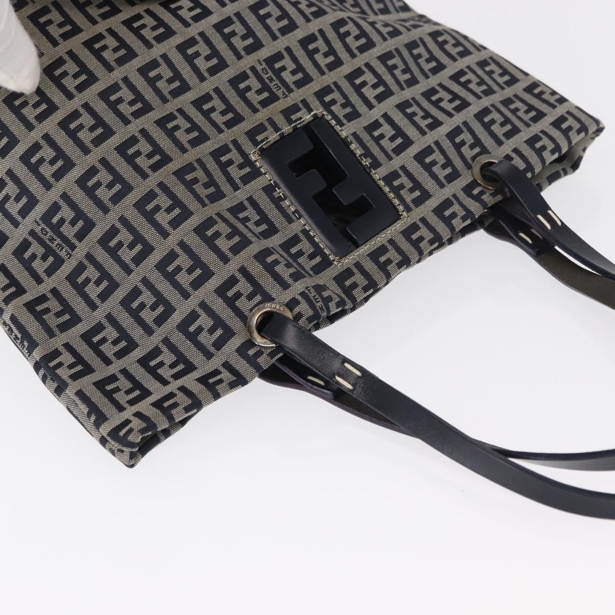 Fendi Shopping Tote Zucchino Canvas Navy Canvas Tote Bag Bag (Pre-Owned)