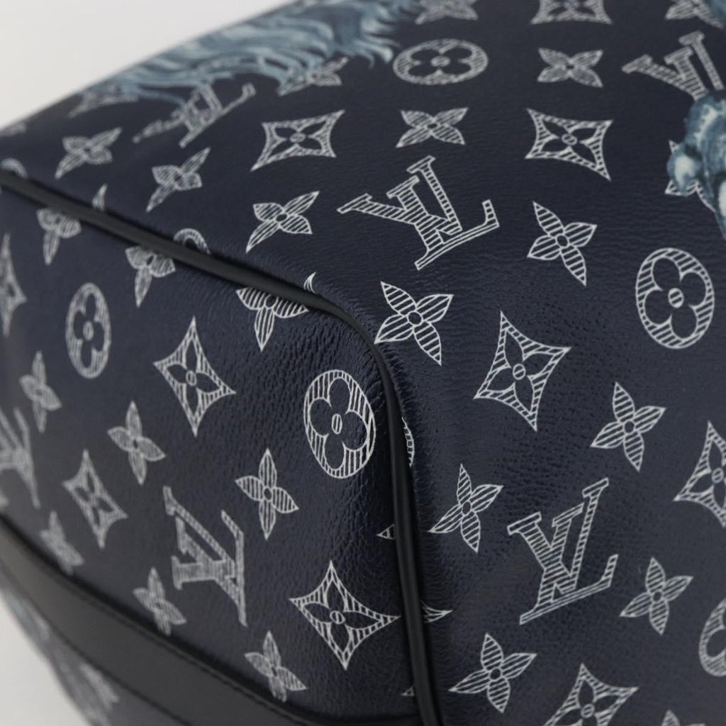 Louis Vuitton Keepall Bandouliere Bag Limited Edition Chapman Savane Monogram Canvas Navy Canvas Travel Bag Bag (Pre-Owned)