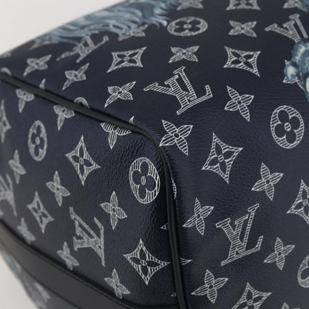 Louis Vuitton Keepall Bandouliere Bag Limited Edition Chapman Savane Monogram Canvas Navy Canvas Travel Bag Bag (Pre-Owned)
