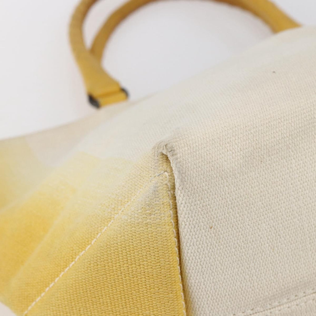 Bottega Veneta Braided Handle Open Tote Bag Canvas With Leather Yellow Canvas Bag (Pre-Owned)