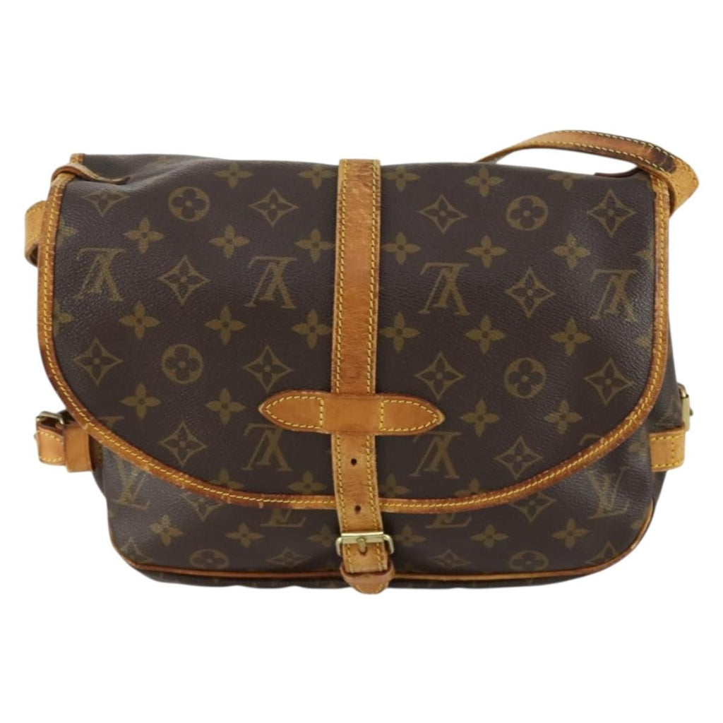 Louis Vuitton Saumur Handbag Monogram Canvas Brown Canvas Shoulder Bag Bag (Pre-Owned)