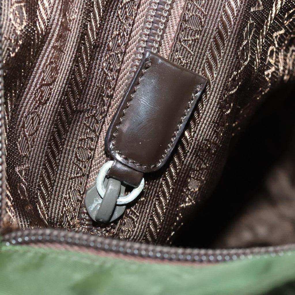 Prada Zip Top Messenger Bag Tessuto Khaki Nylon Shoulder Bag Bag (Pre-Owned)