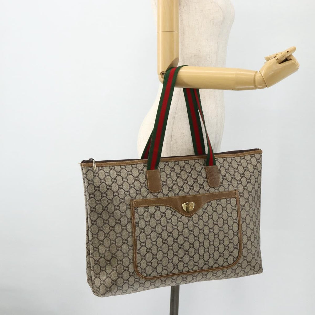 Gucci Gg Supreme Tote Bag Canvas Beige Canvas Tote Bag Bag (Pre-Owned)