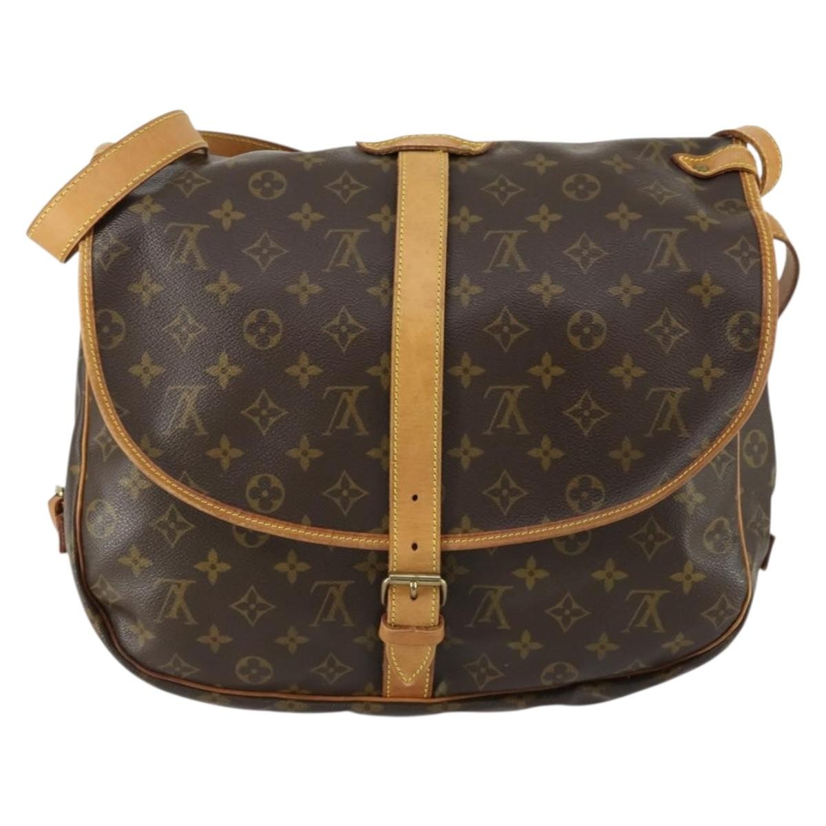 Louis Vuitton Saumur Handbag Monogram Canvas Brown Canvas Shoulder Bag Bag (Pre-Owned)