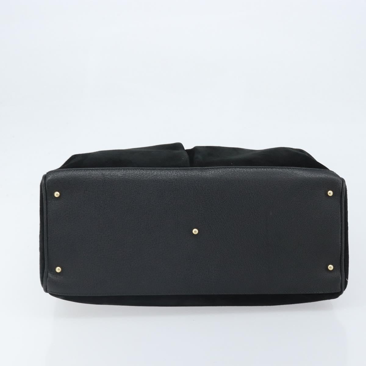 Gucci Bamboo Tote Bag Suede Black Suede Tote Bag Bag (Pre-Owned)