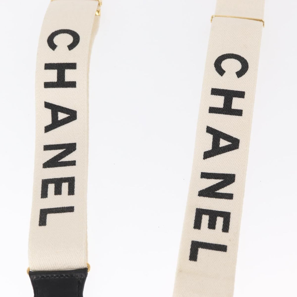 Chanel Logo Suspenders Canvas White Canvas Belts Accessory (Pre-Owned)
