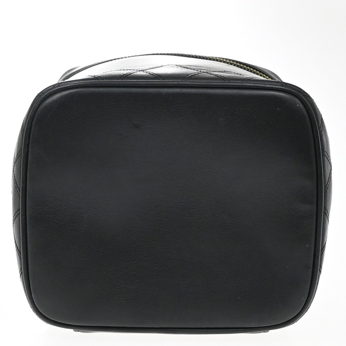 Chanel Vintage Cosmetic Case Quilted Lambskin Black Leather Handbag (Pre-Owned)