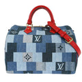 Louis Vuitton Speedy Bandouliere Bag Damier And Monogram Patchwork Denim Blue Denim_Jeans Handbag (Pre-Owned)