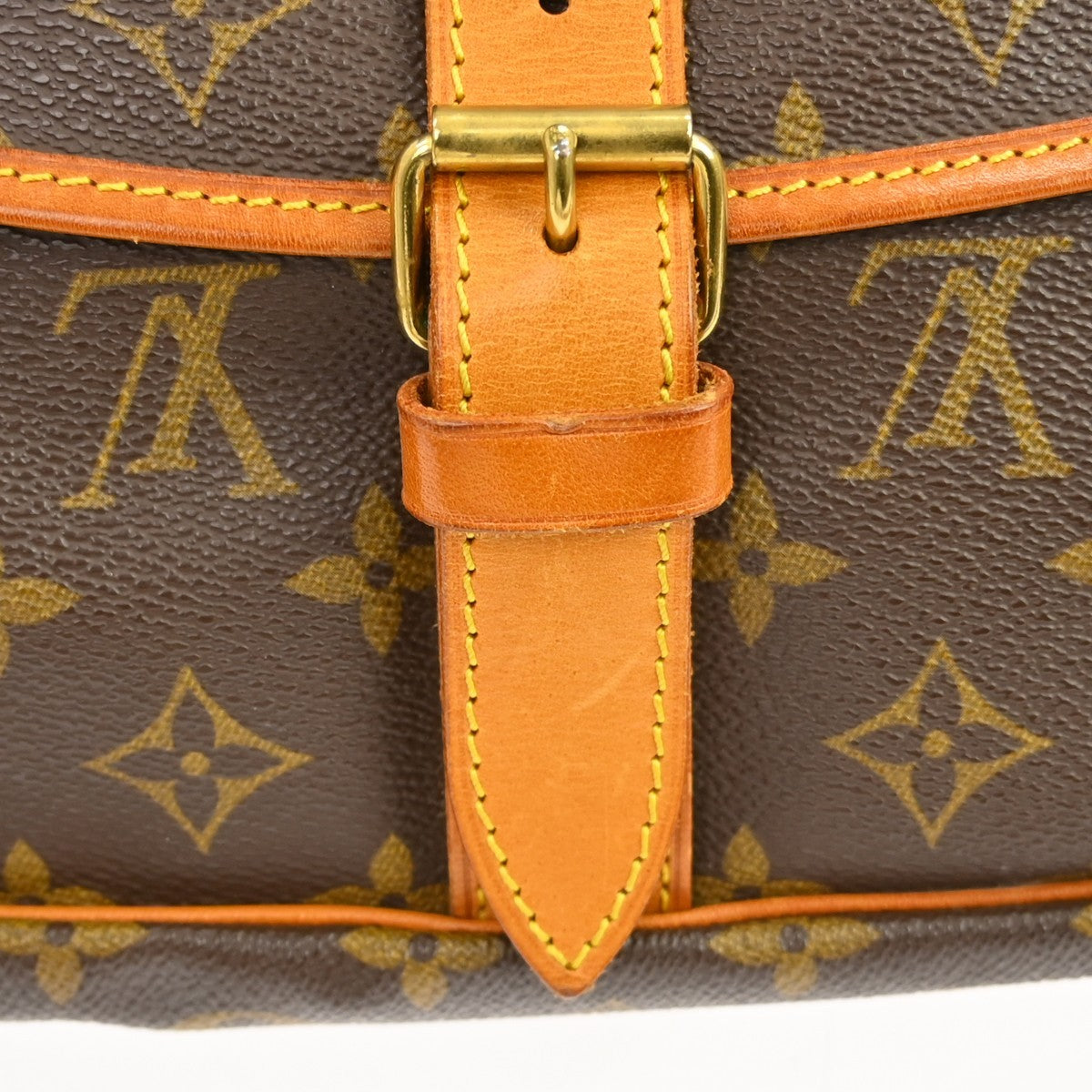 Louis Vuitton Saumur Handbag Monogram Canvas Brown Canvas Shoulder Bag Bag (Pre-Owned)