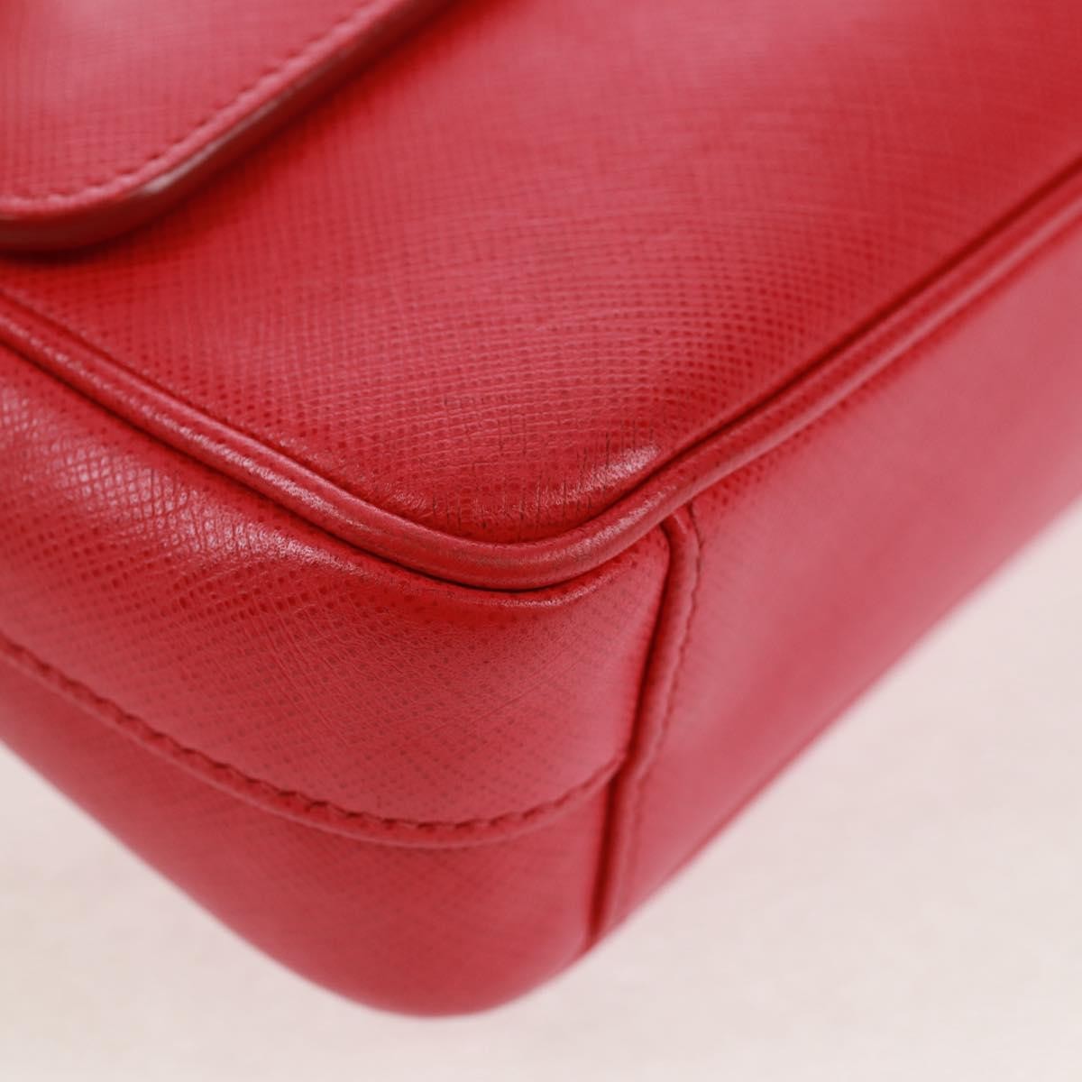 Prada Sound Chain Shoulder Bag Saffiano Leather Red Leather Shoulder Bag Bag (Pre-Owned)