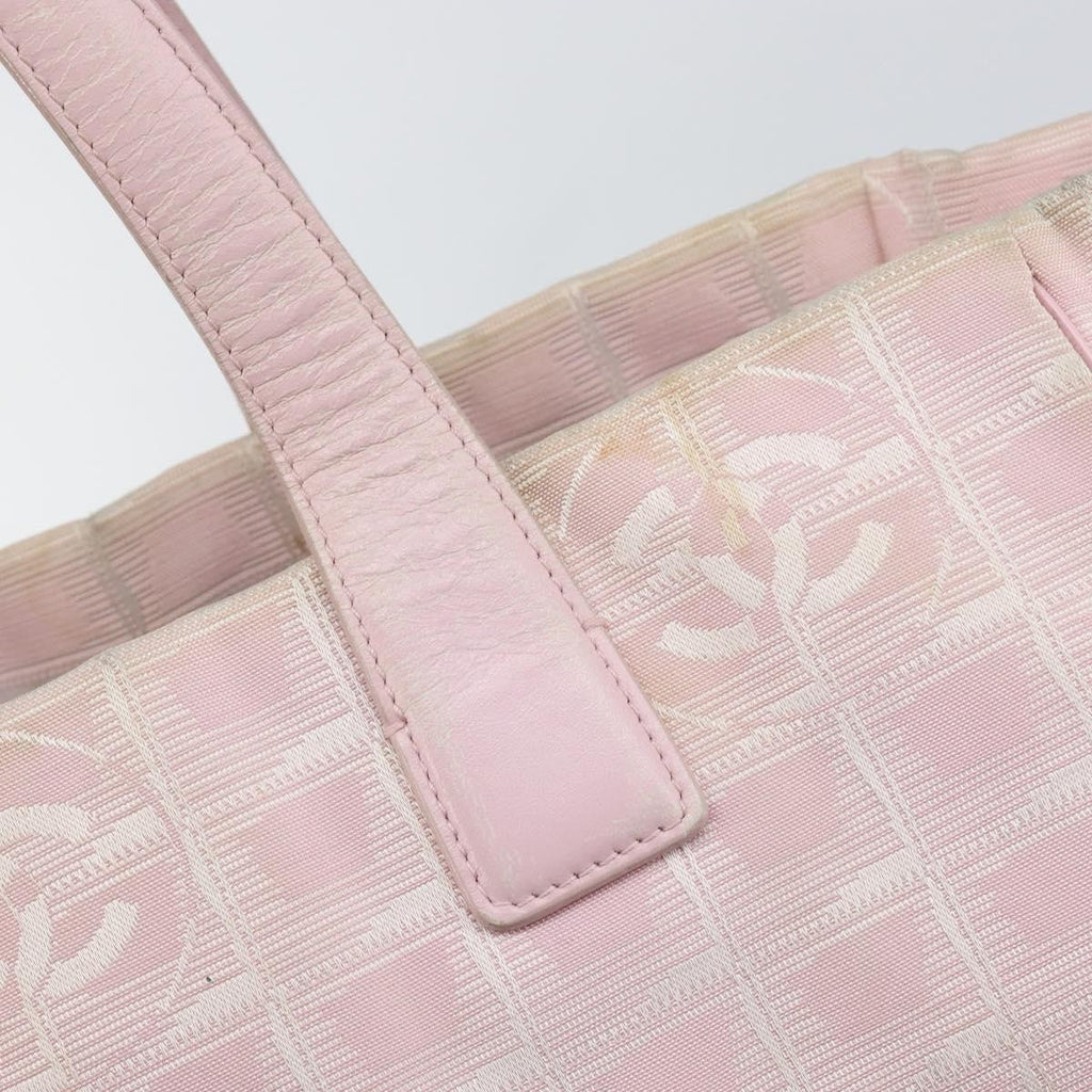Chanel Travel Line Tote Nylon Pink Nylon Bag (Pre-Owned)