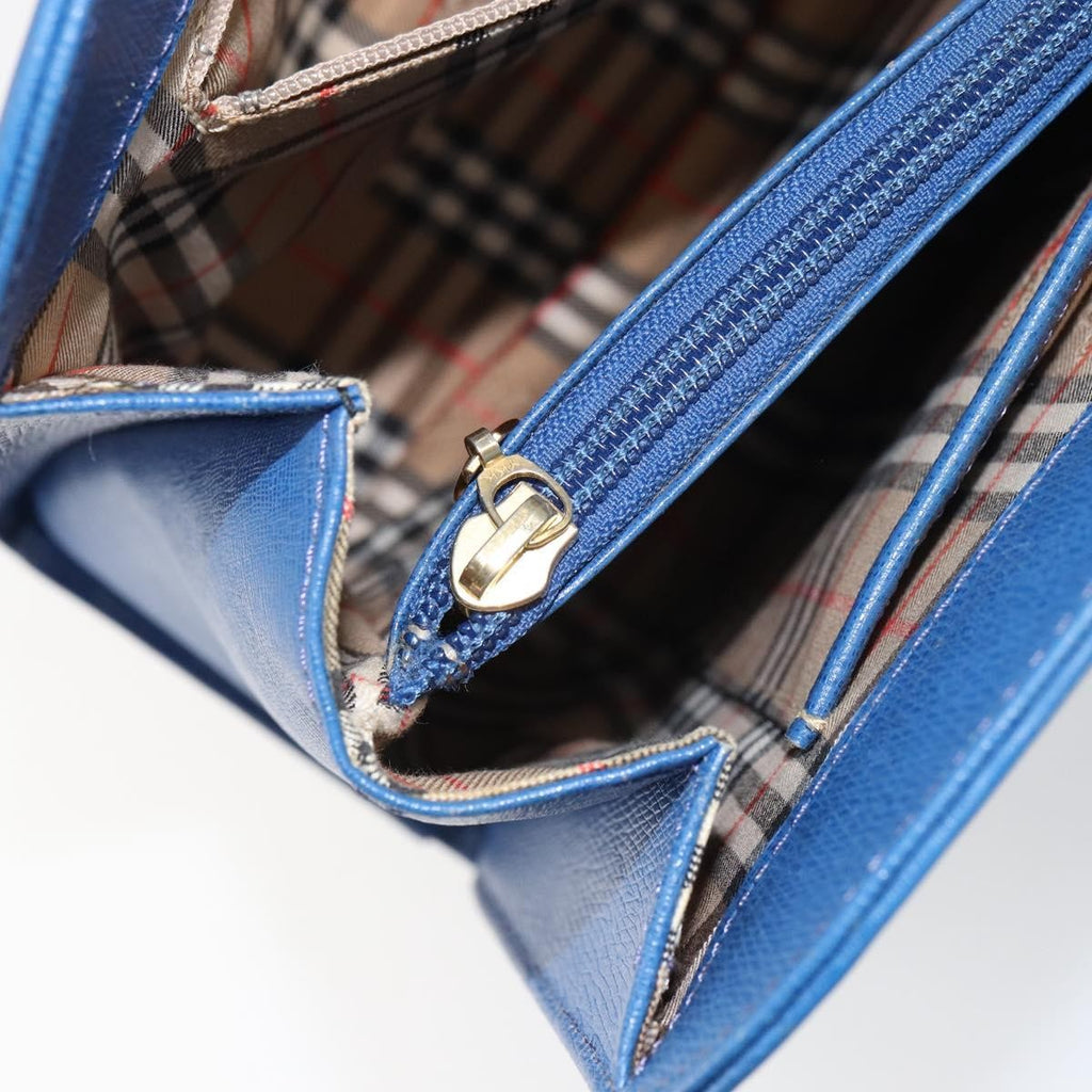 Burberry Vintage Handbag Leather Blue Leather Handbag (Pre-Owned)