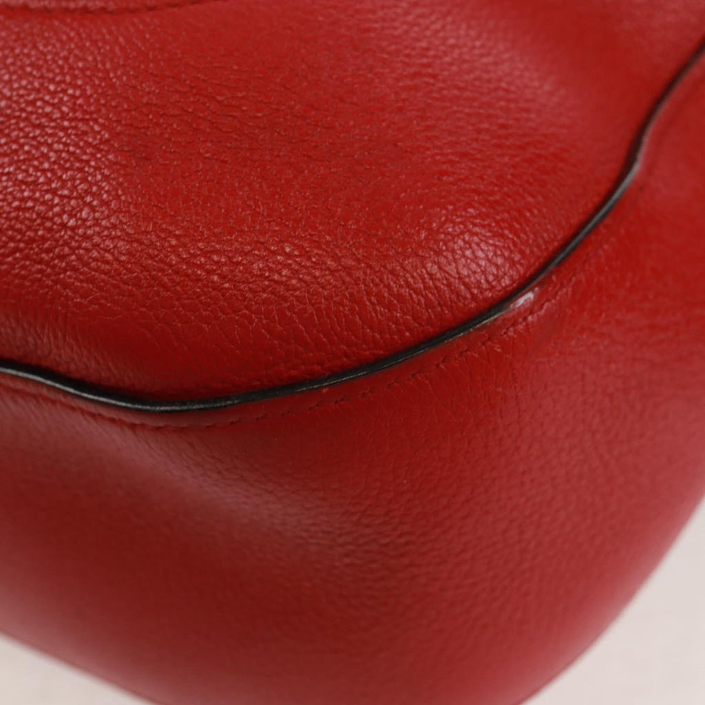 Prada Striped Strap Zip Hobo Vitello Daino Red Leather Shoulder Bag Bag (Pre-Owned)