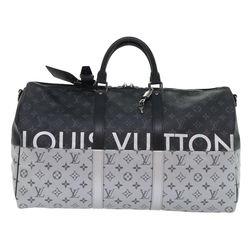 Louis Vuitton Keepall Bandouliere Bag Monogram Eclipse Split Canvas Black Canvas Bag (Pre-Owned)